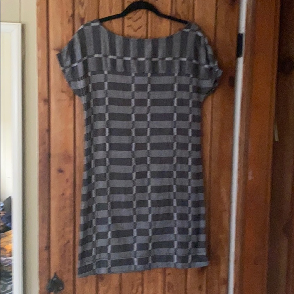Lou & Grey Textured Plaid Shift Dress sz S